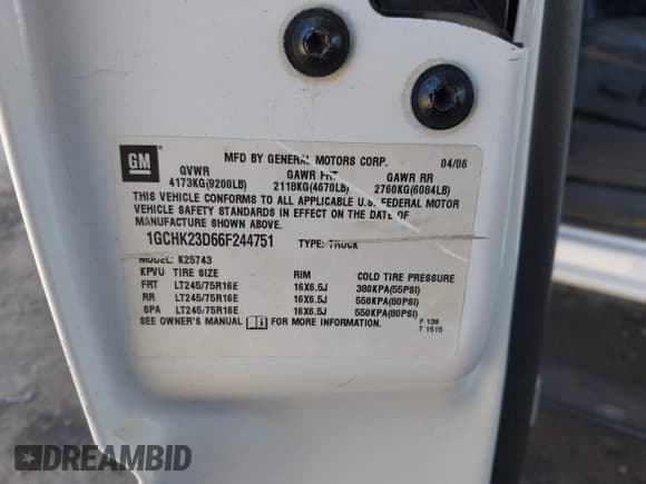 ✅ 2006 Chevrolet Silverado 2500HD LT3 • VIN: 1GCHK23D66F244751 • Лот: 42793163. Опубликован ранее на IAAI с пробегом 135 354 миль. Бесплатный доступ к архиву аукционных продаж из США и подробный отчёт об истории автомобиля на DreamBid. Изображение 9.