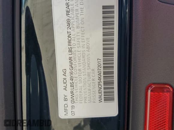 ✅ 2019 Audi A5 Sportback Premium Plus • VIN: WAUENCF54KA072017 • Лот: 43230555. Опубликован ранее на Copart с пробегом 49 735 миль. Бесплатный доступ к архиву аукционных продаж из США и подробный отчёт об истории автомобиля на DreamBid. Изображение 13.