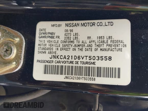 ✅ 1997 Infiniti I30 • VIN: JNKCA21D6VT503558 • Lot: 43272104. Listed on IAAI with 218,780 mi. Free auction sales archive from the USA and detailed vehicle history report at DreamBid. Image 9.