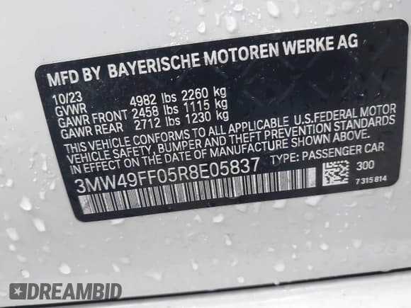 ✅ 2024 BMW 3 Series M340i xDrive • VIN: 3MW49FF05R8E05837 • Lot: 41129303. Wystawiony na IAAI z przebiegiem 8 669 mil. Bezpłatny archiwum sprzedaży aukcyjnych z USA i szczegółowy raport historii pojazdu na DreamBid. Zdjęcie 9.