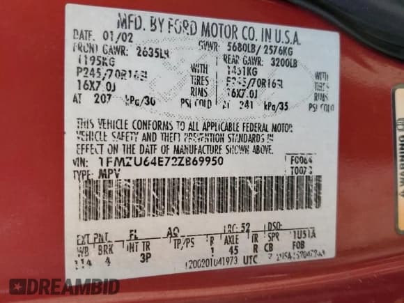✅ 2002 Ford Explorer Eddie Bauer • VIN: 1FMZU64E72ZB69950 • Lot: 71921325. Wystawiony na Copart z przebiegiem 175 728 mil. Bezpłatny archiwum sprzedaży aukcyjnych z USA i szczegółowy raport historii pojazdu na DreamBid. Zdjęcie 13.