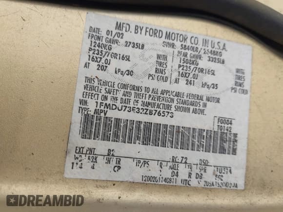 ✅ 2002 Ford Explorer XLT • VIN: 1FMDU73E32ZB76573 • Lot: 41612109. Wystawiony na IAAI z przebiegiem 227 220 mil. Bezpłatny archiwum sprzedaży aukcyjnych z USA i szczegółowy raport historii pojazdu na DreamBid. Zdjęcie 9.