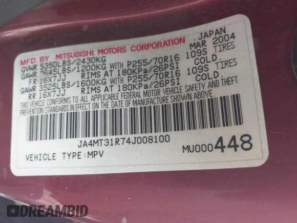 ✅ 2004 Mitsubishi Montero Sport XLS • VIN: JA4MT31R74J008100 • Lot: 42147305. Wystawiony na IAAI z przebiegiem 211 966 mil. Bezpłatny archiwum sprzedaży aukcyjnych z USA i szczegółowy raport historii pojazdu na DreamBid. Zdjęcie 9.