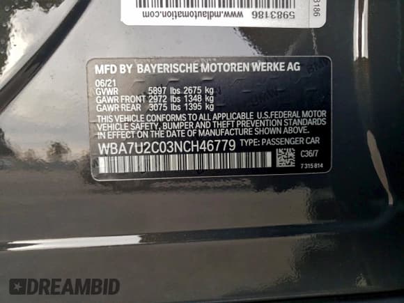 ✅ 2022 BMW 7 Series 750i xDrive • VIN: WBA7U2C03NCH46779 • Lot: 95719075. Wystawiony na Copart z przebiegiem 44 587 mil. Bezpłatny archiwum sprzedaży aukcyjnych z USA i szczegółowy raport historii pojazdu na DreamBid. Zdjęcie 13.