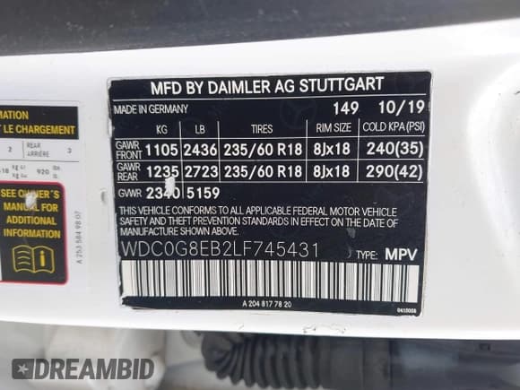 ✅ 2020 Mercedes-Benz GLC 300 • VIN: WDC0G8EB2LF745431 • Lot: 43694436. Wystawiony na IAAI z przebiegiem 47 001 mil. Bezpłatny archiwum sprzedaży aukcyjnych z USA i szczegółowy raport historii pojazdu na DreamBid. Zdjęcie 9.