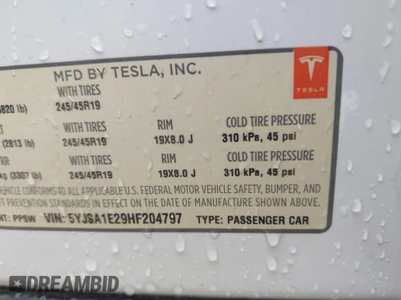 ✅ 2017 Tesla Model S 100D • VIN: 5YJSA1E29HF204797 • Lot: 41760296. Listed on IAAI with 92,587 mi. Free auction sales archive from the USA and detailed vehicle history report at DreamBid. Image 9.