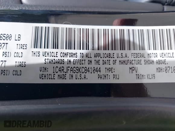 ✅ 2019 Jeep Grand Cherokee Upland • VIN: 1C4RJFAG9KC841044 • Lot: 42233619. Listed on IAAI with 42,283 mi. Free auction sales archive from the USA and detailed vehicle history report at DreamBid. Image 9.