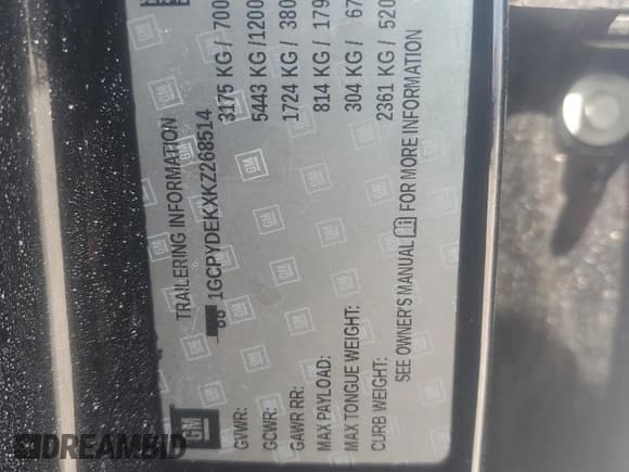 ✅ 2019 Chevrolet Silverado 1500 LT • VIN: 1GCPYDEKXKZ268514 • Lot: 70762445. Wystawiony na Copart z przebiegiem 89 370 mil. Bezpłatny archiwum sprzedaży aukcyjnych z USA i szczegółowy raport historii pojazdu na DreamBid. Zdjęcie 12.