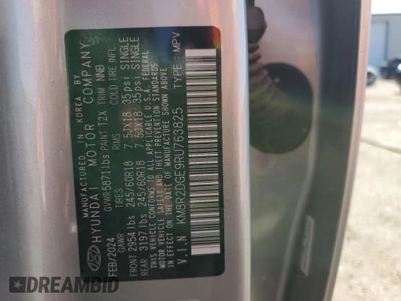 ✅ 2024 Hyundai Palisade SEL • VIN: KM8R2DGE9RU763825 • Лот: 73157434. Опубликован ранее на Copart с пробегом 6 541 миль. Бесплатный доступ к архиву аукционных продаж из США и подробный отчёт об истории автомобиля на DreamBid. Изображение 14.