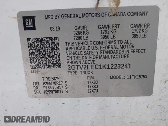 ✅ 2019 GMC Sierra 1500 • VIN: 2GTV2LEC1K1223241 • Лот: 42300315. Опубликован ранее на IAAI с пробегом 134 283 миль. Бесплатный доступ к архиву аукционных продаж из США и подробный отчёт об истории автомобиля на DreamBid. Изображение 9.