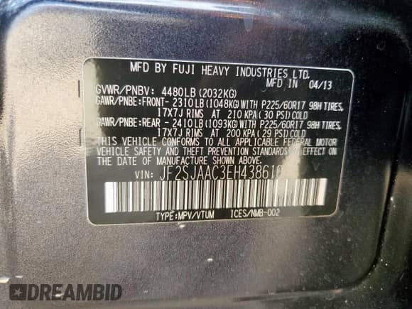 2014 Subaru Forester 2.5i with VIN JF2SJAAC3EH438610, listed as a Copart auction lot 85519975 with 149,668 mi miles and Clean title. Bid and sale history available at DreamBid. Image 13.