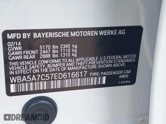 ✅ 2014 BMW 5 Series 528i xDrive • VIN: WBA5A7C57ED616617 • Лот: 43292380. Опубликован ранее на IAAI с пробегом 77 128 миль. Бесплатный доступ к архиву аукционных продаж из США и подробный отчёт об истории автомобиля на DreamBid. Изображение 9.