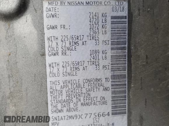 ✅ 2018 Nissan Rogue SL • VIN: 5N1AT2MV9JC775664 • Лот: 84068175. Опубликован ранее на Copart с пробегом 120 199 миль. Бесплатный доступ к архиву аукционных продаж из США и подробный отчёт об истории автомобиля на DreamBid. Изображение 13.