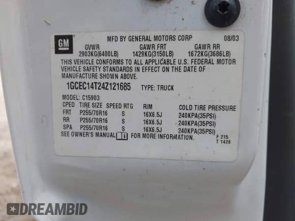 2004 Chevrolet Silverado 1500 LS z VIN 1GCEC14T24Z121685, wystawiony jako IAAI lot #42187789 z przebiegiem 121 667 mil mil oraz . Historia ofert i sprzedaży dostępna na DreamBid. Obrazek 9.