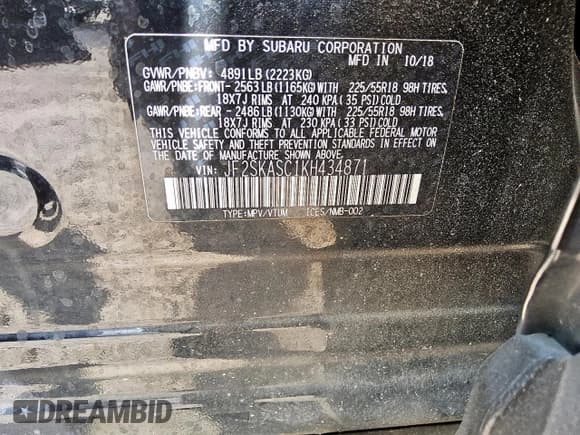 ✅ 2019 Subaru Forester Limited • VIN: JF2SKASC1KH434871 • Lot: 93516215. Listed on Copart with 121,582 mi. Free auction sales archive from the USA and detailed vehicle history report at DreamBid. Image 14.