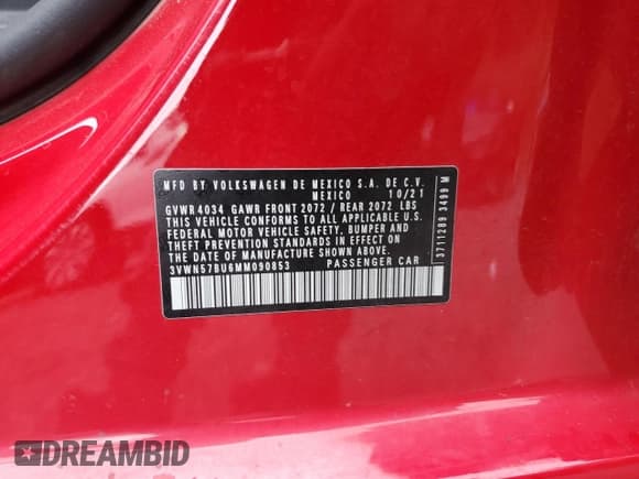 ✅ 2021 Volkswagen Jetta S • VIN: 3VWN57BU6MM090853 • Lot: 82141245. Listed on Copart with 47,082 mi. Free auction sales archive from the USA and detailed vehicle history report at DreamBid. Image 12.