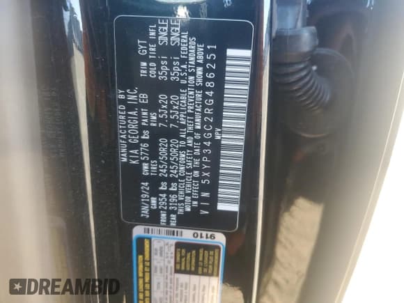 ✅ 2024 Kia Telluride EX • VIN: 5XYP34GC2RG486251 • Lot: 84615965. Listed on Copart with 36,950 mi. Free auction sales archive from the USA and detailed vehicle history report at DreamBid. Image 13.