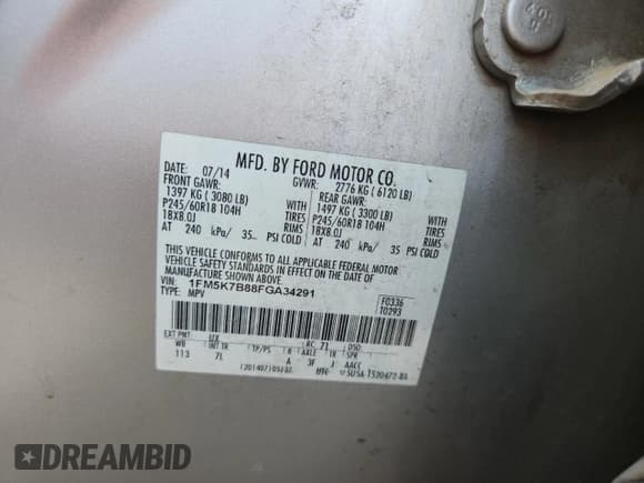 ✅ 2015 Ford Explorer • VIN: 1FM5K7B88FGA34291 • Lot: 82678275. Listed on Copart with 376,185 mi. Free auction sales archive from the USA and detailed vehicle history report at DreamBid. Image 13.