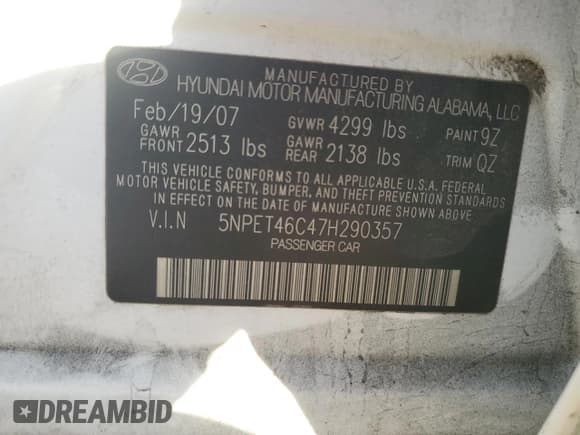 ✅ 2007 Hyundai Sonata GLS • VIN: 5NPET46C47H290357 • Лот: 82125944. Опубликован ранее на Copart с пробегом 186 934 миль. Бесплатный доступ к архиву аукционных продаж из США и подробный отчёт об истории автомобиля на DreamBid. Изображение 15.