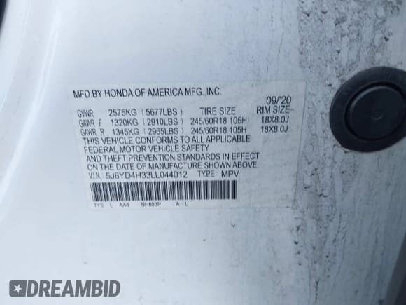 ✅ 2020 Acura MDX • VIN: 5J8YD4H33LL044012 • Lot: 43729658. Wystawiony na IAAI z przebiegiem 158 581 mil. Bezpłatny archiwum sprzedaży aukcyjnych z USA i szczegółowy raport historii pojazdu na DreamBid. Zdjęcie 9.