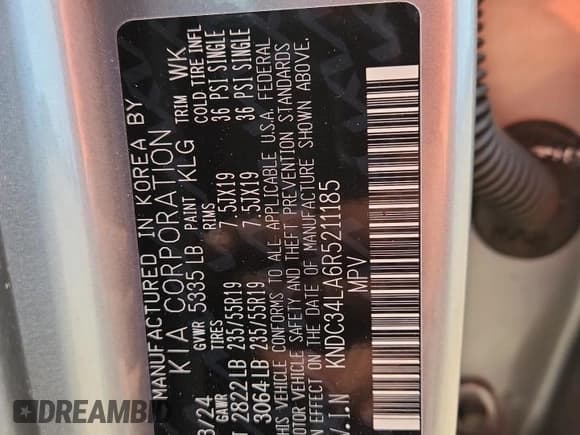 ✅ 2024 Kia EV6 Wind • VIN: KNDC34LA6R5211185 • Lot: 89443155. Listed on Copart with Not provided. Free auction sales archive from the USA and detailed vehicle history report at DreamBid. Image 13.