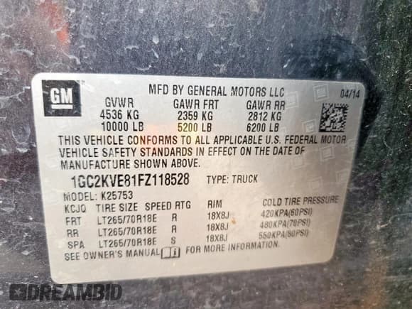 ✅ 2015 Chevrolet Silverado 2500HD LT • VIN: 1GC2KVE81FZ118528 • Лот: 69119535. Опубликован ранее на Copart с пробегом 205 366 миль. Бесплатный доступ к архиву аукционных продаж из США и подробный отчёт об истории автомобиля на DreamBid. Изображение 12.