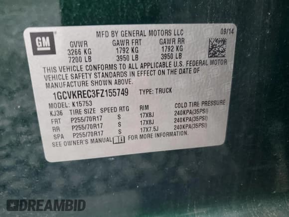 ✅ 2015 Chevrolet Silverado 1500 LT • VIN: 1GCVKREC3FZ155749 • Лот: 91328515. Опубликован ранее на Copart с пробегом 110 865 миль. Бесплатный доступ к архиву аукционных продаж из США и подробный отчёт об истории автомобиля на DreamBid. Изображение 12.