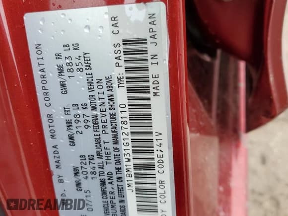 ✅ 2016 Mazda 3 S Touring • VIN: JM1BM1W31G1278110 • Лот: 51599635. Опубликован ранее на Copart с пробегом 112 035 миль. Бесплатный доступ к архиву аукционных продаж из США и подробный отчёт об истории автомобиля на DreamBid. Изображение 12.