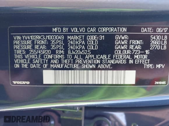 ✅ 2018 Volvo XC60 Momentum • VIN: YV4102RK3J1003049 • Лот: 43454784. Опубликован ранее на IAAI с пробегом 95 709 миль. Бесплатный доступ к архиву аукционных продаж из США и подробный отчёт об истории автомобиля на DreamBid. Изображение 9.