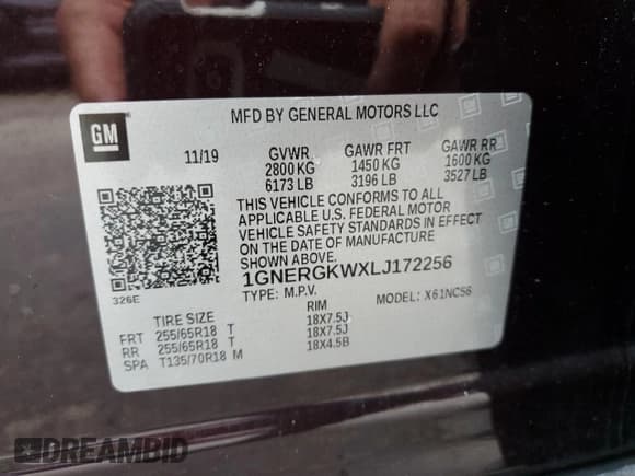 ✅ 2020 Chevrolet Traverse LT Cloth • VIN: 1GNERGKWXLJ172256 • Lot: 69782015. Listed on Copart with 87,905 mi. Free auction sales archive from the USA and detailed vehicle history report at DreamBid. Image 14.