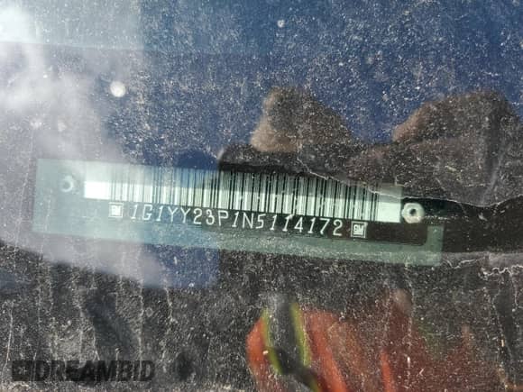 1992 Chevrolet Corvette with VIN 1G1YY23P1N5114172, listed as a Copart auction lot 44402695 with Not provided miles and Salvage title. Bid and sale history available at DreamBid. Image 13.