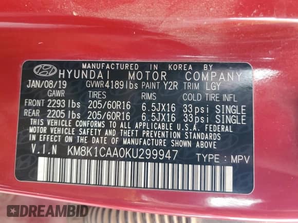 2019 Hyundai Kona SE с VIN KM8K1CAA0KU299947, выставлен на аукционе Copart как лот 89875785 с пробегом 90 659 миль миль и Чистый • Clean title. История ставок и продаж доступна на DreamBid. Изображение 13.