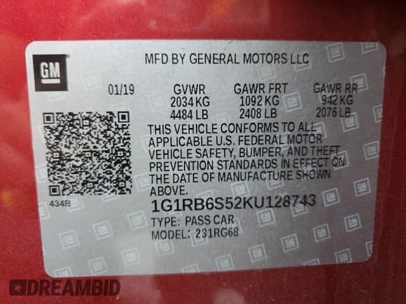 ✅ 2019 Chevrolet Volt Premier • VIN: 1G1RB6S52KU128743 • Lot: 69161314. Wystawiony na Copart z przebiegiem 27 983 mil. Bezpłatny archiwum sprzedaży aukcyjnych z USA i szczegółowy raport historii pojazdu na DreamBid. Zdjęcie 12.