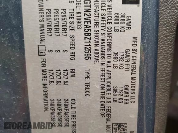 ✅ 2011 GMC Sierra 1500 • VIN: 1GTN2VEA5BZ112595 • Lot: 43603965. Wystawiony na Copart z przebiegiem 141 038 mil. Bezpłatny archiwum sprzedaży aukcyjnych z USA i szczegółowy raport historii pojazdu na DreamBid. Zdjęcie 12.