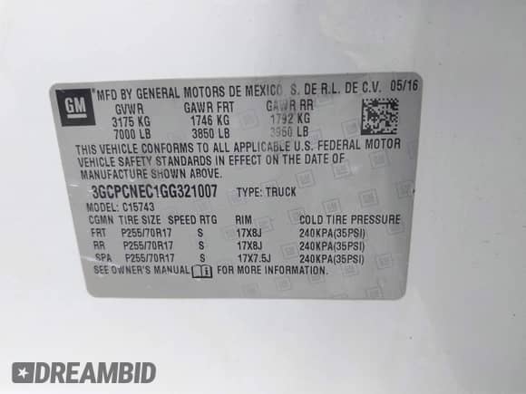 2016 Chevrolet Silverado 1500 Work Truck с VIN 3GCPCNEC1GG321007, выставлен на аукционе IAAI как лот 43396285 с пробегом 222 734 миль миль и . История ставок и продаж доступна на DreamBid. Изображение 9.