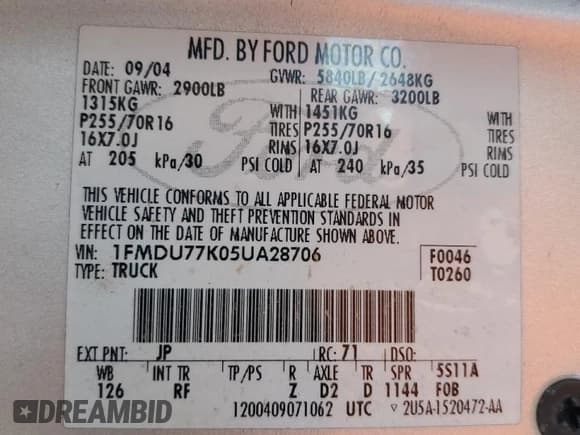 ✅ 2005 Ford Explorer Sport Trac XLS • VIN: 1FMDU77K05UA28706 • Lot: 92113385. Wystawiony na Copart z przebiegiem 225 269 mil. Bezpłatny archiwum sprzedaży aukcyjnych z USA i szczegółowy raport historii pojazdu na DreamBid. Zdjęcie 12.