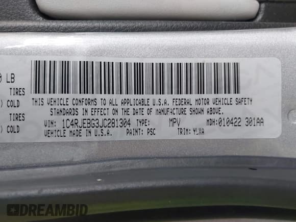 ✅ 2018 Jeep Grand Cherokee Limited • VIN: 1C4RJEBG3JC281304 • Lot: 42457057. Listed on IAAI with 155,019 mi. Free auction sales archive from the USA and detailed vehicle history report at DreamBid. Image 9.