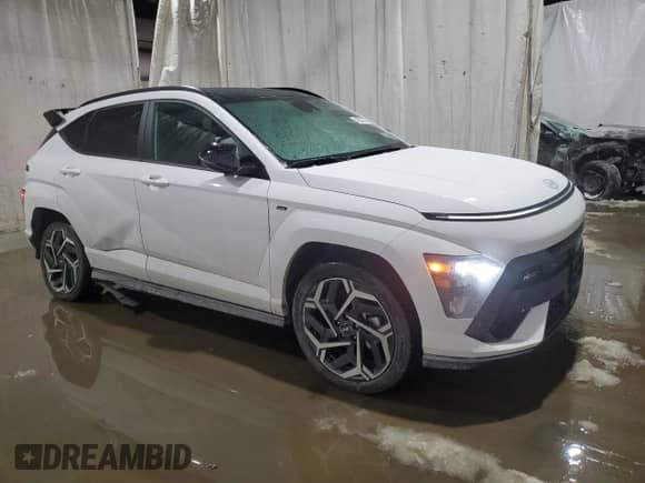 2024 Hyundai Kona N Line with VIN KM8HACA30RU040462, listed as a Copart auction lot 42537045 with 8,945 mi miles and Salvage title. Bid and sale history available at DreamBid. Image 4.