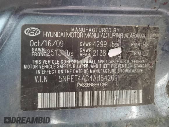 2010 Hyundai Sonata GLS с VIN 5NPET4AC4AH642691, выставлен на аукционе Copart как лот 66920934 с пробегом 145 250 миль миль и Списание • Salvage title. История ставок и продаж доступна на DreamBid. Изображение 14.