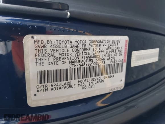 ✅ 2002 Lexus SC 430 • VIN: JTHFN48Y620026553 • Lot: 43484434. Wystawiony na IAAI z przebiegiem 213 446 mil. Bezpłatny archiwum sprzedaży aukcyjnych z USA i szczegółowy raport historii pojazdu na DreamBid. Zdjęcie 9.