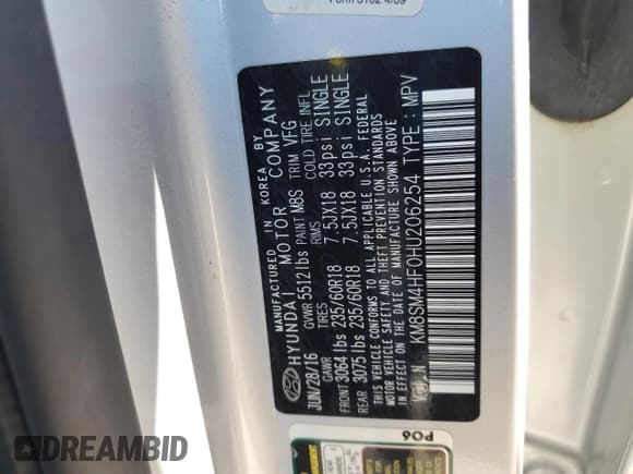 ✅ 2017 Hyundai Santa Fe SE • VIN: KM8SM4HF0HU206254 • Лот: 86281245. Опубликован ранее на Copart с пробегом 127 186 миль. Бесплатный доступ к архиву аукционных продаж из США и подробный отчёт об истории автомобиля на DreamBid. Изображение 13.