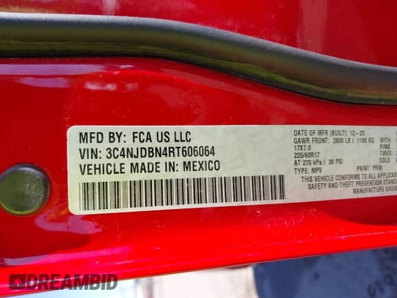 2024 Jeep Compass Latitude с VIN 3C4NJDBN4RT606064, выставлен на аукционе IAAI как лот 43513857 с пробегом Не указан миль и . История ставок и продаж доступна на DreamBid. Изображение 9.