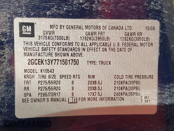 ✅ 2007 Chevrolet Silverado 1500 LTZ • VIN: 2GCEK13Y771501750 • Lot: 42438756. Listed on IAAI with 245,321 mi. Free auction sales archive from the USA and detailed vehicle history report at DreamBid. Image 9.