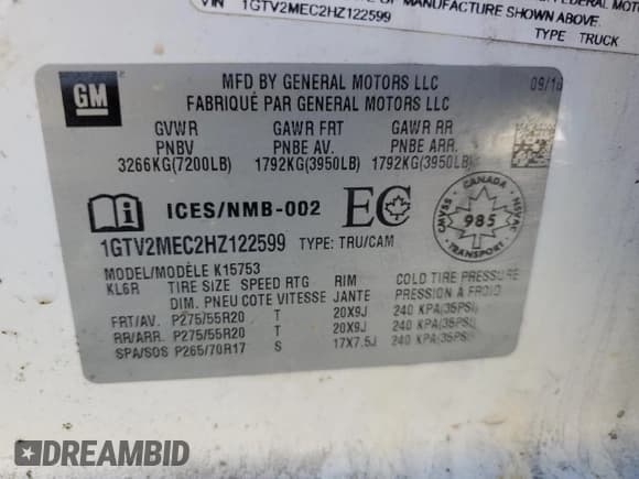 ✅ 2017 GMC Sierra 1500 SLE • VIN: 1GTV2MEC2HZ122599 • Lot: 70262445. Listed on Copart with 140,801 mi. Free auction sales archive from the USA and detailed vehicle history report at DreamBid. Image 12.