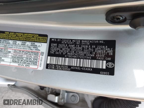 ✅ 2007 Toyota Camry LE • VIN: 4T1BE46K77U527946 • Lot: 43636757. Wystawiony na IAAI z przebiegiem 133 445 mil. Bezpłatny archiwum sprzedaży aukcyjnych z USA i szczegółowy raport historii pojazdu na DreamBid. Zdjęcie 9.