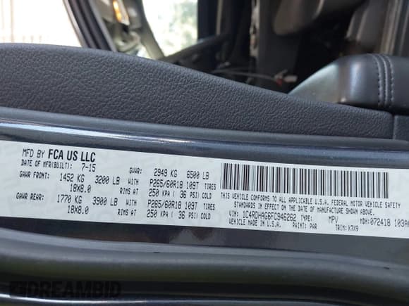 ✅ 2015 Dodge Durango SXT • VIN: 1C4RDHAG6FC946262 • Lot: 43509638. Wystawiony na IAAI z przebiegiem 163 546 mil. Bezpłatny archiwum sprzedaży aukcyjnych z USA i szczegółowy raport historii pojazdu na DreamBid. Zdjęcie 9.