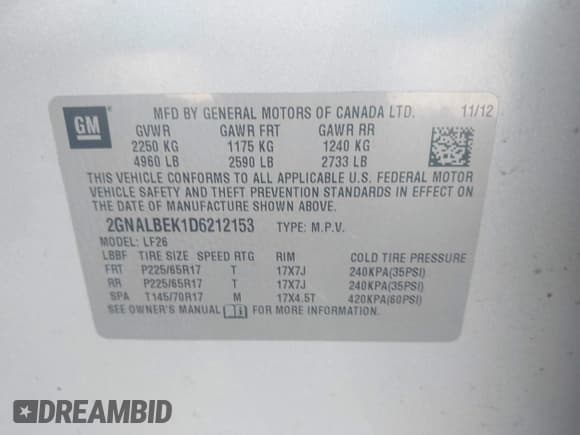 ✅ 2013 Chevrolet Equinox LS • VIN: 2GNALBEK1D6212153 • Лот: 43467240. Опубликован ранее на IAAI с пробегом 170 005 миль. Бесплатный доступ к архиву аукционных продаж из США и подробный отчёт об истории автомобиля на DreamBid. Изображение 9.