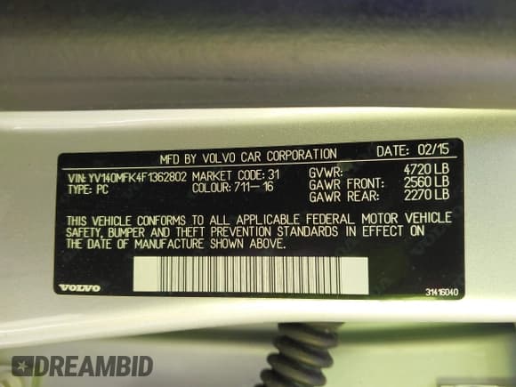 ✅ 2015 Volvo S60 T5 Drive-E Premier • VIN: YV140MFK4F1362802 • Lot: 43538907. Listed on IAAI with 74,110 mi. Free auction sales archive from the USA and detailed vehicle history report at DreamBid. Image 9.