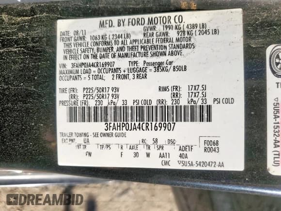 ✅ 2012 Ford Fusion SEL • VIN: 3FAHP0JA4CR169907 • Lot: 90746145. Wystawiony na Copart z przebiegiem 187 670 mil. Bezpłatny archiwum sprzedaży aukcyjnych z USA i szczegółowy raport historii pojazdu na DreamBid. Zdjęcie 12.