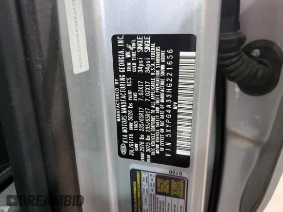 ✅ 2017 Kia Sorento LX • VIN: 5XYPG4A33HG221656 • Лот: 86678545. Опубликован ранее на Copart с пробегом 168 856 миль. Бесплатный доступ к архиву аукционных продаж из США и подробный отчёт об истории автомобиля на DreamBid. Изображение 12.